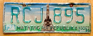 2009 2012 PHILIPPINES MATATAG NA REPUBLIKA AUTO LICENSE PLATE " RCJ 895 " RIZAL - Bild 1 von 1