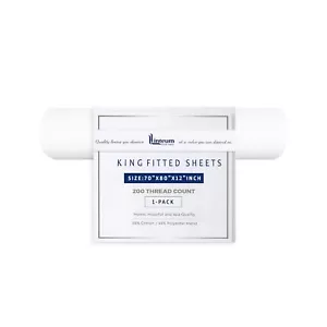 1 Stück WEISS KING SPANNBETTLAKEN 200 Fadenzahl 78"x80"x12" Baumwollmischung - Bild 1 von 6