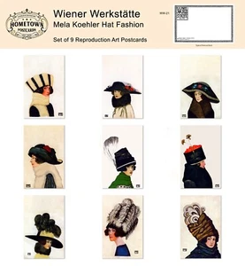 Wiener Werkstatte: Mela Koehler Hat Fashion - Lot of (9) Rare Repro Postcards - Picture 1 of 1