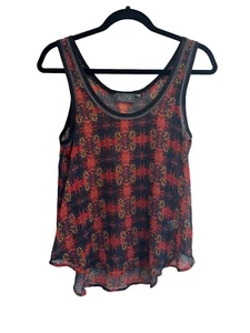 ASTR Womens XS Sheer Tank Sleeveless Coral Blue Black Cami Top #2326 - Picture 1 of 10