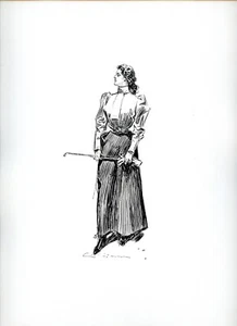 Gibson Girl, A New York Day Morning, Charles Dana Gibson, 1898 vintage art print - Picture 1 of 4