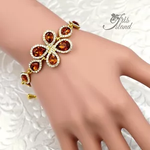 Bracciale Donna Placcato Oro Topazio Cristallo Chiaro Strass Dichiarazione 8703 - Foto 1 di 4