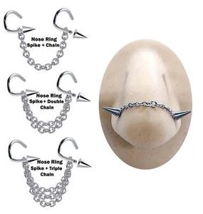 Piercing Nariz Spike Nariz Nasallang con Cadena de Acero Fosa Nariz Tornillo Joyería - Imagen 1 de 8