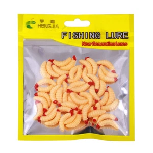 5/10/20 Pack 2.4cm Soft Fishing Lures Larva Maggot Worm Grub Bait Luminous Jig - Picture 1 of 19