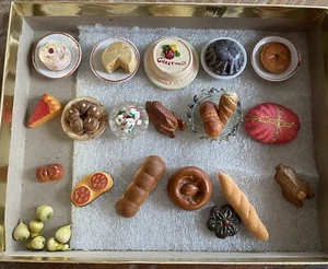 Antik Deutsche Miniatur kleiner Essensteller Dessert Fleisch Auswahl - Bild 1 von 4