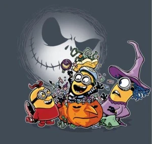 Despicable Minions Nightmare Before Christmas Halloween Parody Teefury Men Shirt - Picture 1 of 1