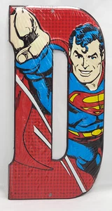 Vintage Open Road Brand Superman DC Comics Superhero Metal Tin Letter "D” Sign - Picture 1 of 4