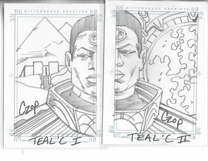 2000 rittenhouse stargate sg-1 season 4 teal'c sketch cards 1 & 2 by czop - Picture 1 of 1