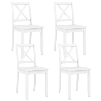 Комплект из 4 кухонных боковых стульев с резиновыми деревянными ножками и крестовиной сзади - Изображение 1 из 4