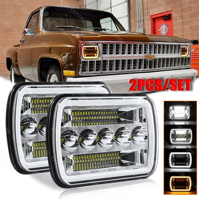 Par de faros LED 7x6" 5x7 luces altas/bajas DRL para Chevrolet C10 C20 C30 1981-1986 Foto 1 de 4