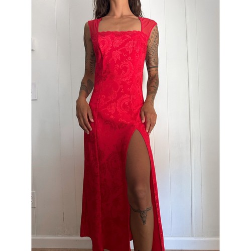 UNDERCOVER Maxi abito rosso vintage Victoria's Secret etichetta oro