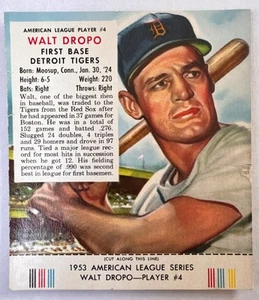 1953 Red Man #4 Walt Dropo With w/Tab Tigers ROY AS Boston Chicago 34 hr 144 rbi - Picture 1 of 5