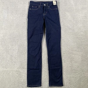 Jeans donna Levi's 725 a vita alta blu scuro nuovi senza etichette, US 24x32 - Foto 1 di 6