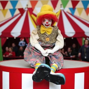 Scarpe vintage Ganz Clown posabile in porcellana mani viso 12" - Foto 1 di 6