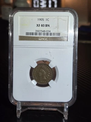 1905  indian head penny ngc xf 40 bn - Image 1 of 2