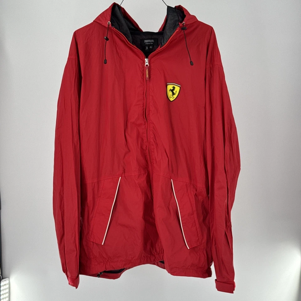 OFFICIAL Ferrari Red Men’s Jacket Windbreaker XXL Hooded Raincoat Racing F1 - Image 1 of 4