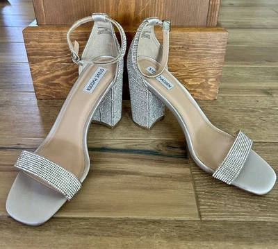 Steve Madden CARRSON RHINESTONES Silver Bright Women’s 12 Hoco Prom Party - Image 1 of 4