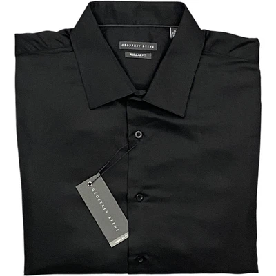 Geoffrey Beene Men's XL 17-17.5 32/33 Satin Stretch Dress Shirt Solid Black NEW - Image 1 of 4