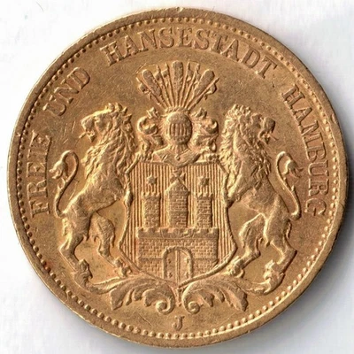Hamburg 20 Mark Gold 1884 J Goldmünze Kaiserreich - Bild 1 von 4