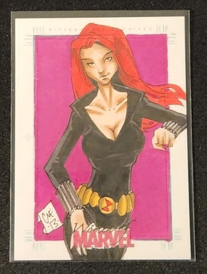 2013 Women of Marvel SketchaFEX Black Widow 1/1 Sketch Card Rittenhouse - Image 1 of 2
