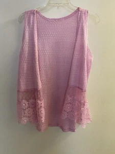 Damen Cardigan Pastell Blütenblatt Rosa S Small Strick Spitze Unterteil Brust 32” 34” - Bild 1 von 6