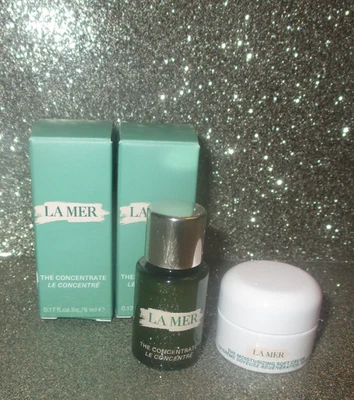 2 x ~ LA MER ~ концентрат ~ 0,17 жидкой унции / 5 мл каждый ~ мини/дорожный размер и мягкий крем - Изображение 1 из 2