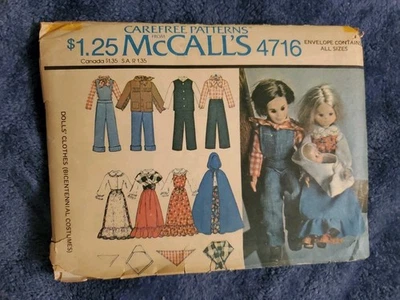 Boneca vintage anos 70 McCalls costura padrão 4716 roupas bicentenárias Ken Barbie 9"-12" CORTADA - Imagem 1 de 2