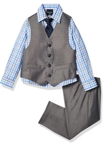 Boys 4 Piece Formal Suit Set, Vest, Pants, Collared Dress Shirt, and Tie Size 2T - Picture 1 of 5