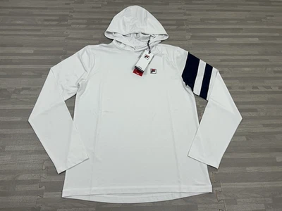 Fila Tennis Essentials Long Sleeve Jersey Hoodie Mens Small UPF 50+ White $75 - Image 1 of 4