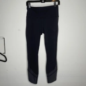 Lululemon Tights Womens 6 Black Ready Set Go 7/8 Yoga Stretch Yoga Activewear - Picture 1 of 10