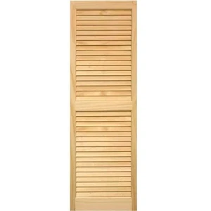 Pinecroft 15 in. x 51 in. Louvered Shutters Pair Unfinished - Picture 1 of 4