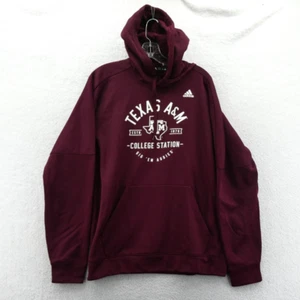 Texas A&M Aggies Hoodie Mens Large Red Adidas Knit Pullover Climawarm NCAA New - Picture 1 of 8