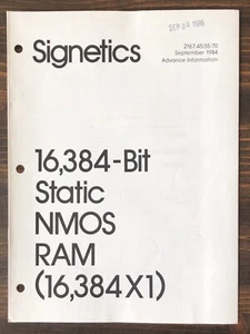 Signetics - 2167-45 / 55 / 70 Static NMOS RAM (16,384 x 1) (1984) - Picture 1 of 3