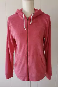 Felpa donna Old Navy piccola in tessuto Terry full zip con cappuccio rossa manica lunga - Foto 1 di 8