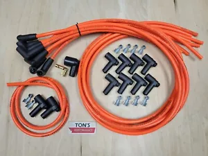 Ton's 90* Angled 8mm Orange Spark Plug Wires Universal Chevy GM HEI distributor - Picture 1 of 1