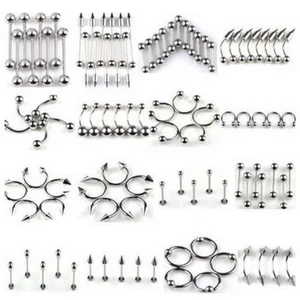 85Pcs Wholesale Lots Mixed Lip Piercing Body Jewelry Tongue Ring Labial Ring - Picture 1 of 5