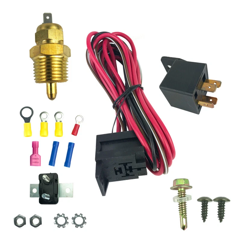 1Set Durable Electric Fan Wiring installation Kit 185° Thermostat 50Amp Relay - Image 1 of 4