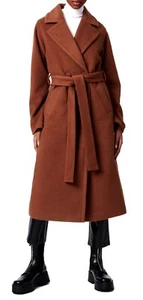 Bernardo Double Breasted Belted Coat Medium, CIGAR - Picture 1 of 7