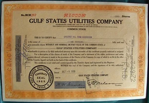 Gulf States Utilities Stock certificate Payee Chestnut Hill Farm Association 195 - Picture 1 of 2