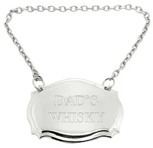 Dad's Whisky graviert versilbert Dekanter Etikett - Bild 1 von 3