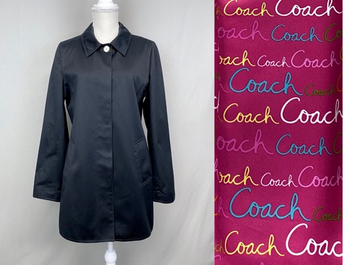 COACH 1941 Giacca Donna Taglia Media Nera Nascosta Bottone Cappotto Fessura Tasche Cotone