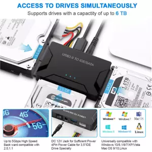 USB 3.0 to IDE & SATA Converter External Hard Drive Adapter Kit -2.5"/3.5" Cable - Picture 1 of 17