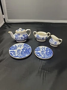Coalport Willow Pattern Miniature China Teaset - Picture 1 of 21