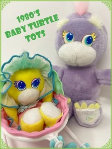 🐢 1988 Mattel Baby Turtle Tots Trisha & 1989 Teeny Turtle Tots with Shell Crib - Picture 1 of 14