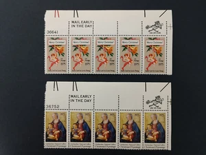 US 1975 #1579, 1580 Madonna/Child, Christmas Card Zippy/Mail Early Strips/5 MNH - Picture 1 of 11