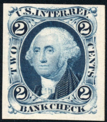 US R5P4 10c First Issue Revenue 1862 Bank Check Plate proof on card F-VF - Image 1 of 2