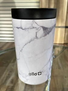 Ello Couture SnapSeal Insulated Stainless Steel Travel Mug, 11oz White Marble - Picture 1 of 5