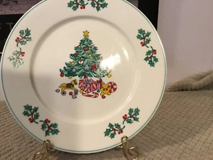 "Plato de cena Gibson Designs Holly Tree 10,75"" vacaciones de Navidad vintage" - Imagen 1 de 12