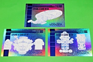 1995 STAR TREK VOYAGER SERIES 1 EXPAND-A-CARD OFFER FOIL INSERT CARD SET X1-X3 - Picture 1 of 16