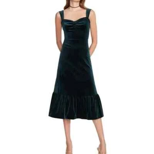 Betsey Johnson Gr. S dunkel smaragdgrün Samt Urlaub Party Kleid Maxi 90er Y2K - Bild 1 von 8